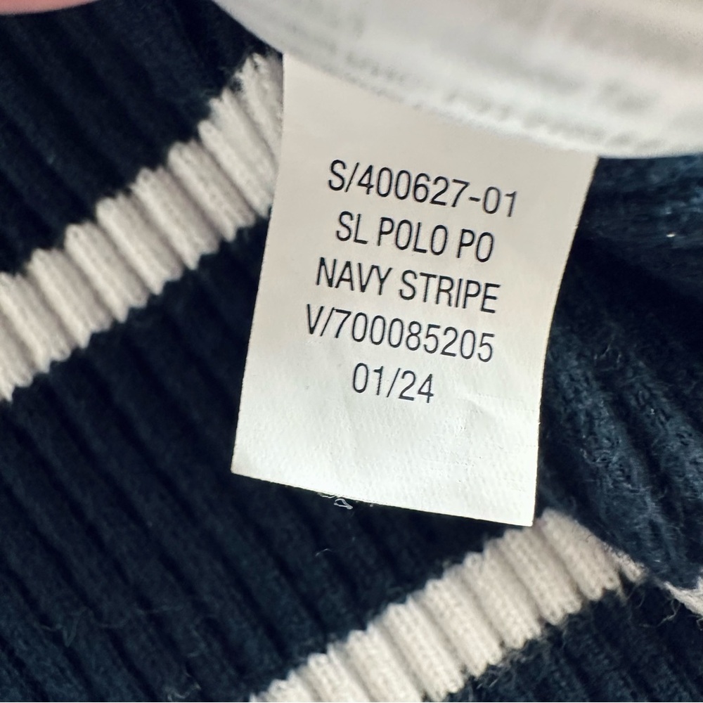 Old Navy Sleeveless Rib-Knit Striped Cropped Polo Collared Top Navy White Size L - Picture 12 of 12